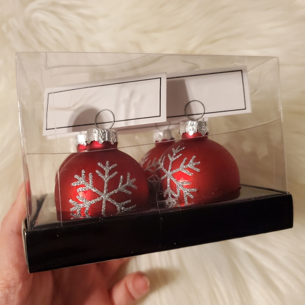 🌟10/$10 New Christmas Ornaments with Silver Snowflakes Name Card Holders GLASS
